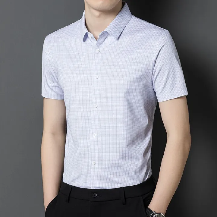Summer Men's Short Sleeve Business Shirt Casual Design Slim Fit Formal Dress Shirt Solid Color Office Tops Button Down  Shirts