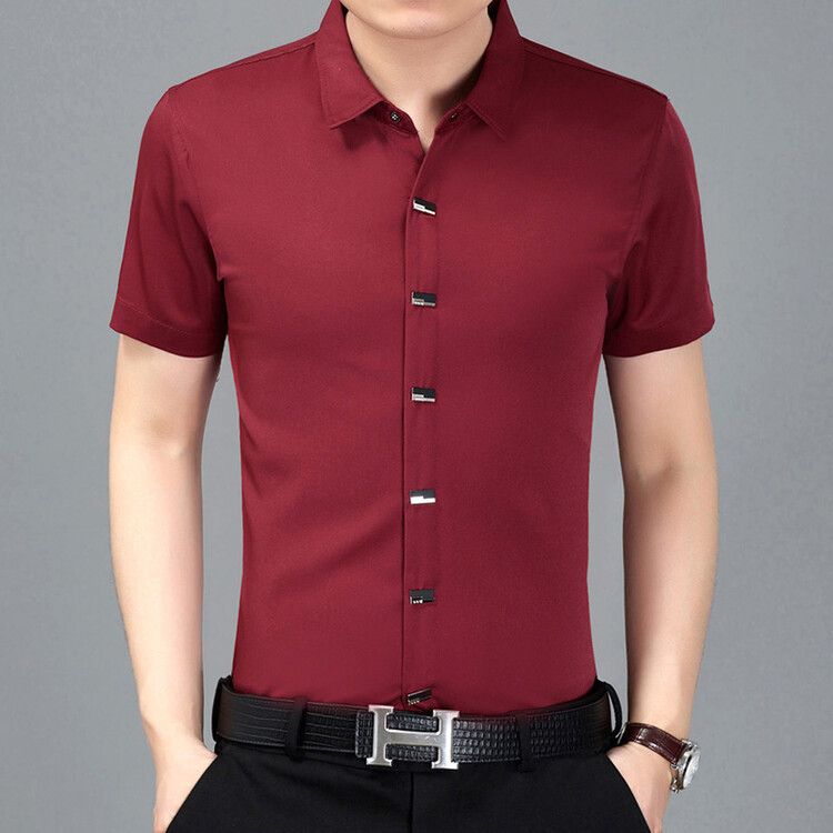 Summer Casual men's short-sleeved shirts Korean style slim solid color plus size dress shirts clothing wholesale Formal wear  Shirts