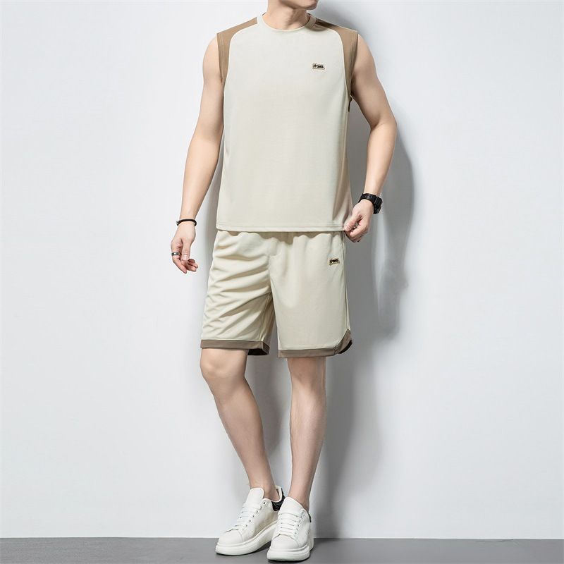 Custom mesh fabric men's gym workout running tank top  Two-Piece Outfits