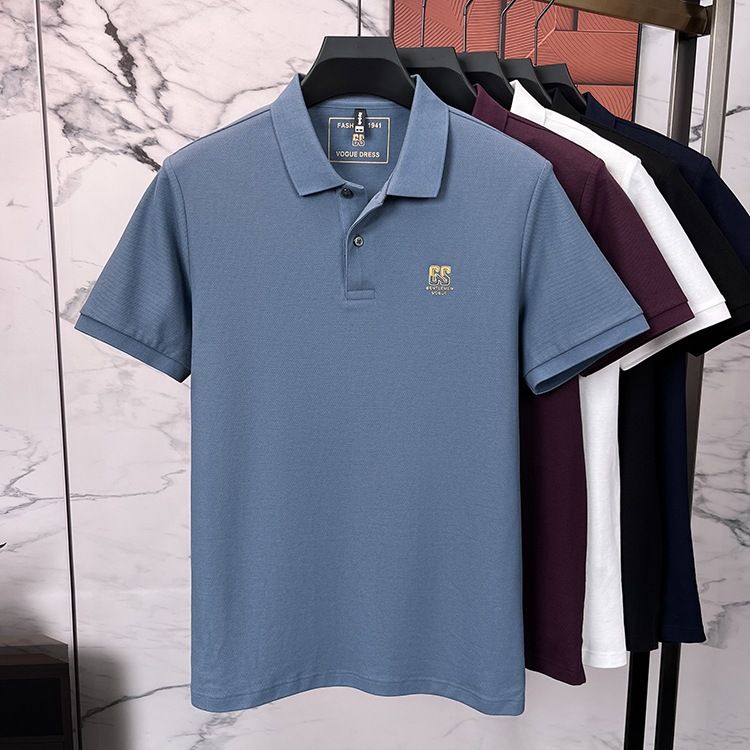 Polo shirt short sleeved men's summer trendy high-end lapel T-shirt half sleeved trendy slim fit business casual top t-shirt