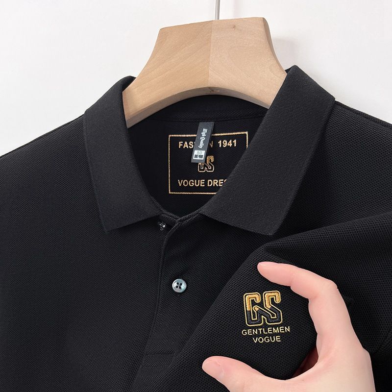Polo shirt short sleeved men's summer trendy high-end lapel T-shirt half sleeved trendy slim fit business casual top t-shirt