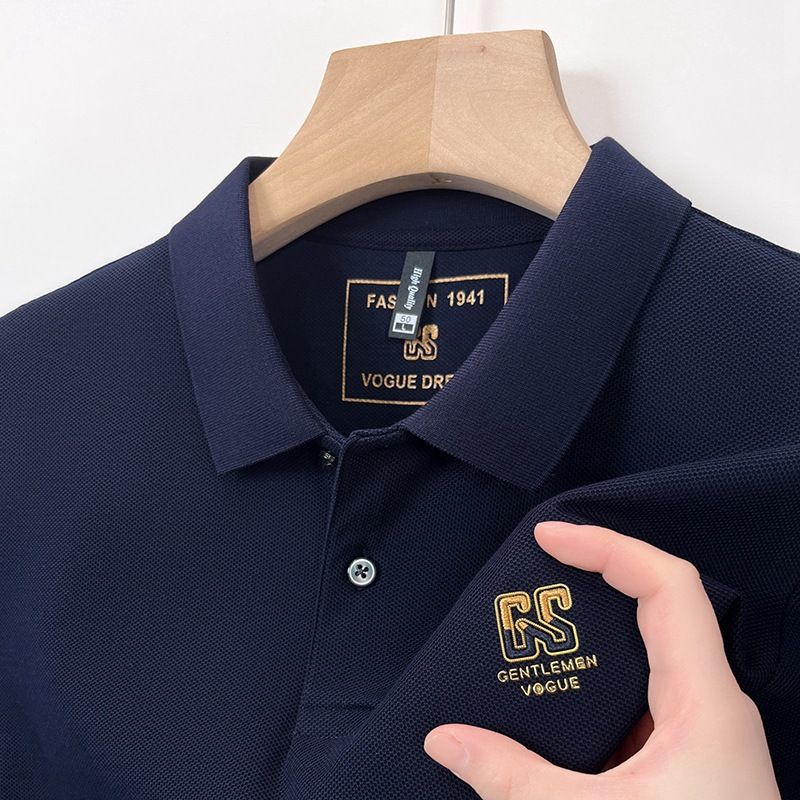 Polo shirt short sleeved men's summer trendy high-end lapel T-shirt half sleeved trendy slim fit business casual top t-shirt