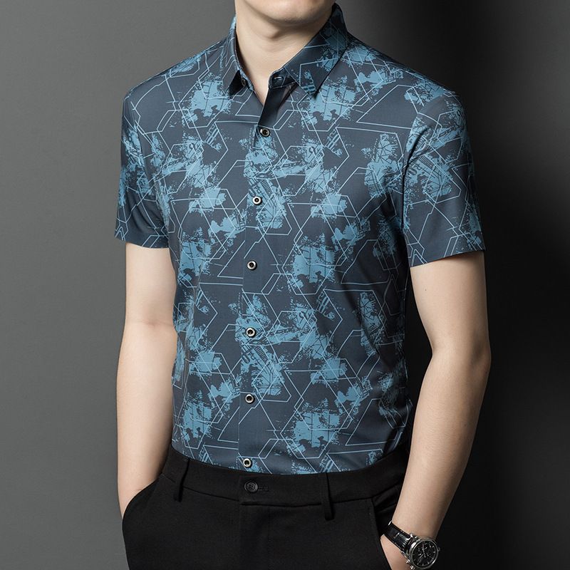 Factory supplier printed casual short sleeve designs men's jeans shirts 100% cotton floral T-Shirts