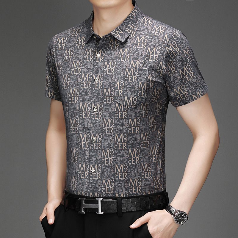 Custom Tropical Print Shirts Short Sleeve Casual Collared Mens Hawaiian Shirt for Men   T-Shirts