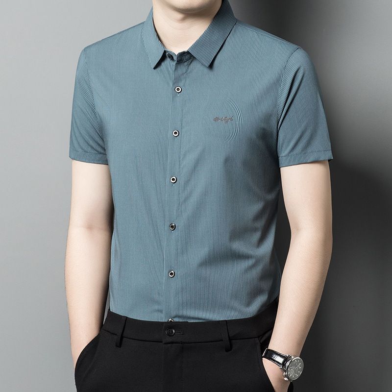 Summer Men Clothing Short Sleeve Printed Youth Thin Breathable Business  Shirts