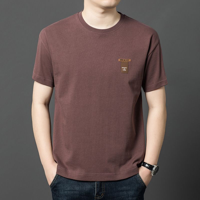 Wholesale Custom organic shirt Men's classical style solid color Casual hemp cotton blended t-shirts