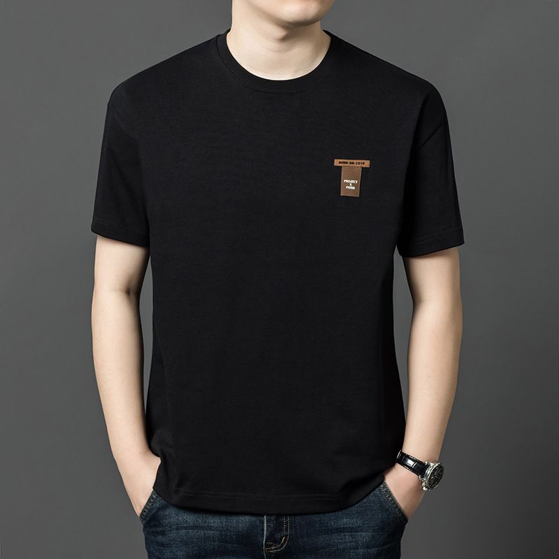 Wholesale Custom organic shirt Men's classical style solid color Casual hemp cotton blended t-shirts