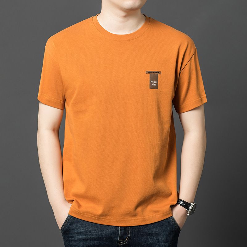 Wholesale Custom organic shirt Men's classical style solid color Casual hemp cotton blended t-shirts