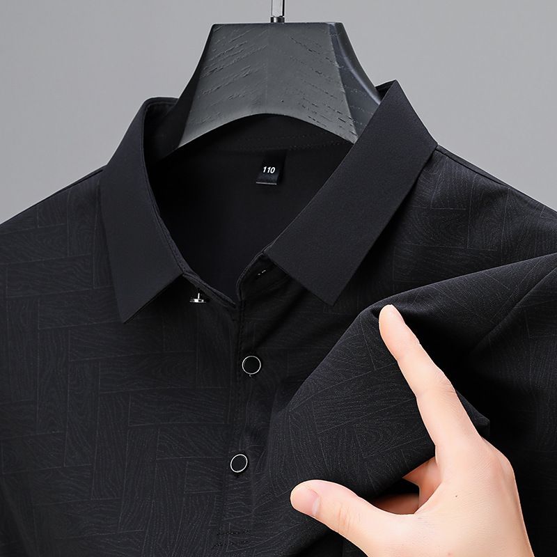 Men's Versatile High-End Short-Sleeved T-Shirt Breathable Ice Silk Cool Polo for Spring and Summer Wholesale Supply T-Shirts