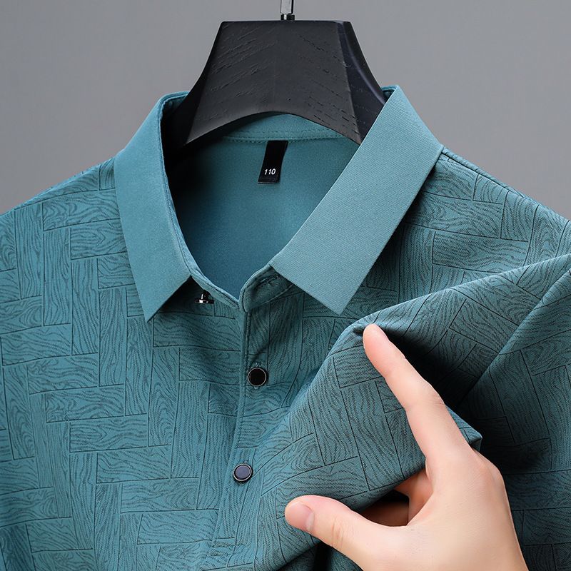 Men's Versatile High-End Short-Sleeved T-Shirt Breathable Ice Silk Cool Polo for Spring and Summer Wholesale Supply T-Shirts
