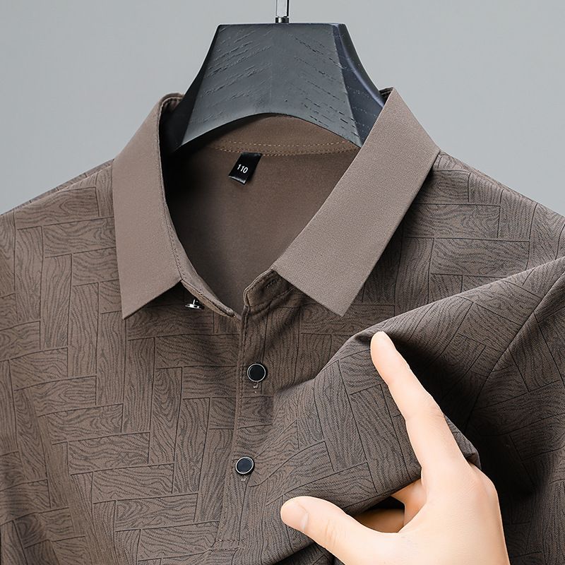 Men's Versatile High-End Short-Sleeved T-Shirt Breathable Ice Silk Cool Polo for Spring and Summer Wholesale Supply T-Shirts