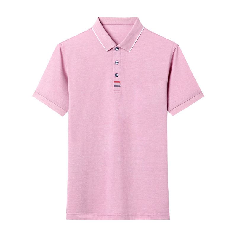Men's Fashion Solid Short Sleeved Striped Lapel Polo Shirt Summer Breathable Comfortable Top  T-Shirts