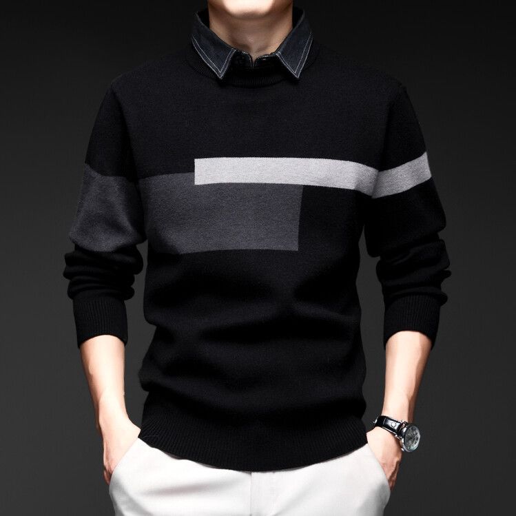 Fashion Casual Men'S Pullover Autumn And Winter Round Neck Business Casual Knitted Sweater Thick Korean Slim Fit Top  T-Shirts