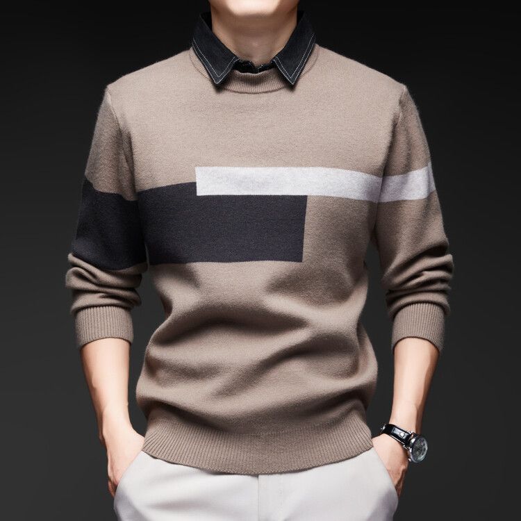 Fashion Casual Men'S Pullover Autumn And Winter Round Neck Business Casual Knitted Sweater Thick Korean Slim Fit Top  T-Shirts