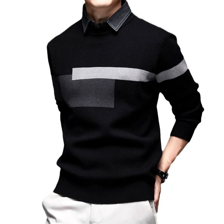 Fashion Casual Men'S Pullover Autumn And Winter Round Neck Business Casual Knitted Sweater Thick Korean Slim Fit Top  T-Shirts