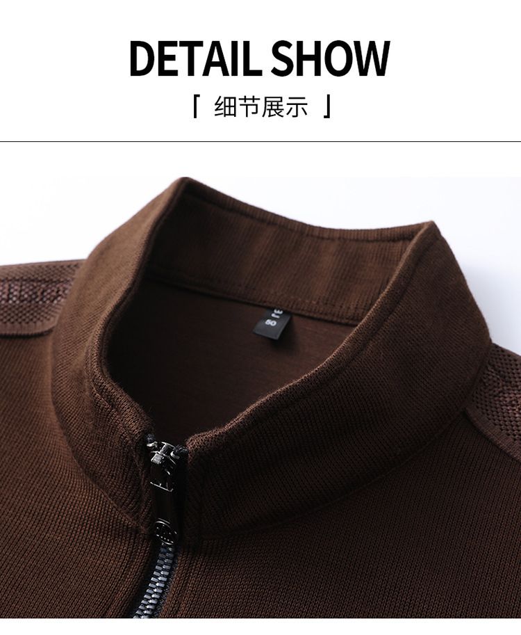 Top quality business knitted polo shirt men 1/4 zipper plain golf warm long sleeve polo shirt