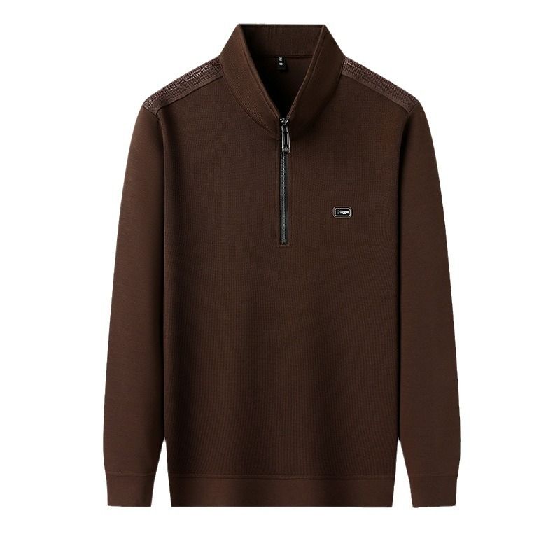 Top quality business knitted polo shirt men 1/4 zipper plain golf warm long sleeve polo shirt