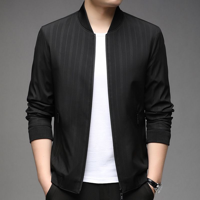 Fall Thin Business Collar Light Luxury High-end Long Sleeve Casual Blank Zip Up Custom Logo Jacket Men Coats