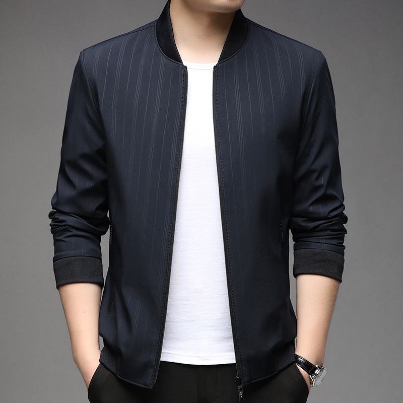 Fall Thin Business Collar Light Luxury High-end Long Sleeve Casual Blank Zip Up Custom Logo Jacket Men Coats