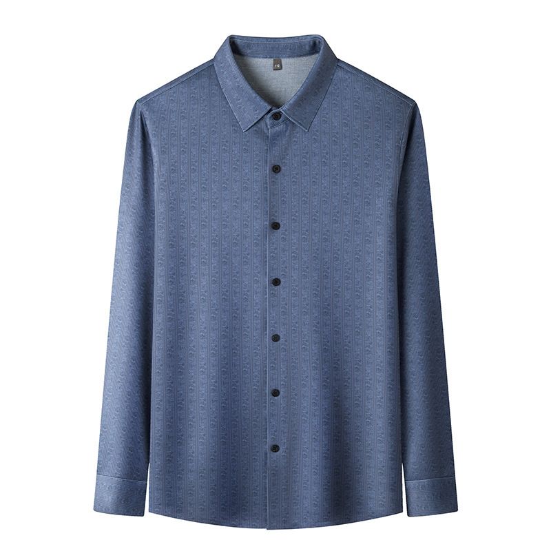 High quality warm and plush thick men's shirt for autumn and winter, brushed woolen fabric long sleeved lapel shirt