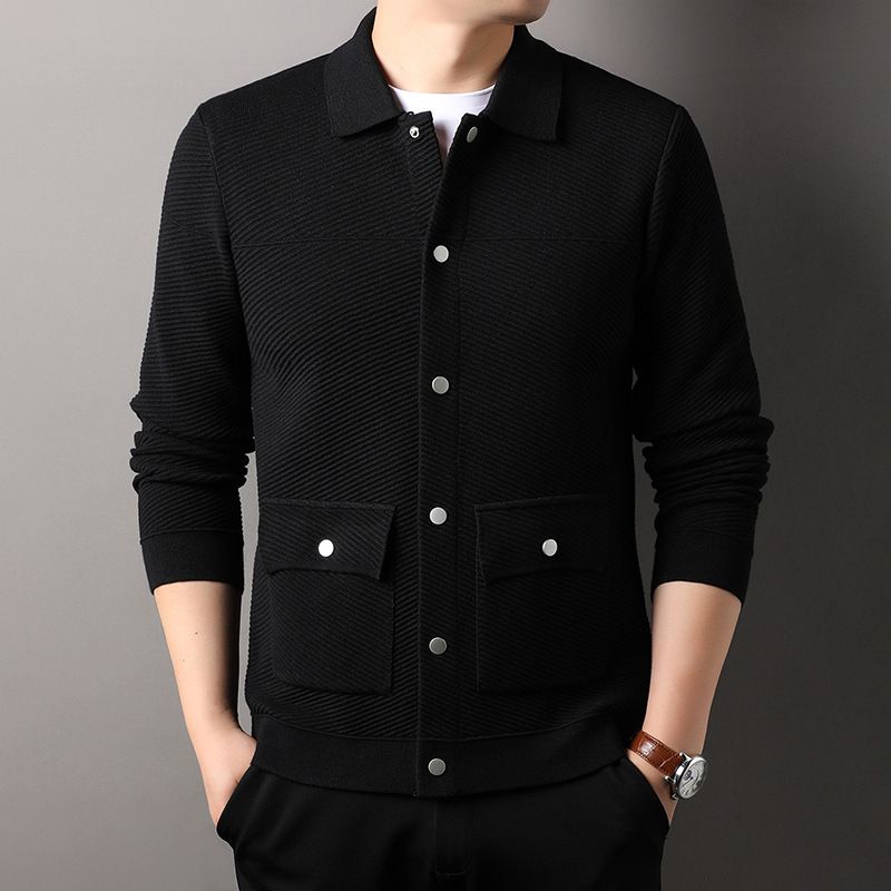 Winter Mens Black Sweaters Long Sleeve Knitted Cardigan Men Autumn Casual Knitwear Oversized Sweater Boys Knitted Top Coats