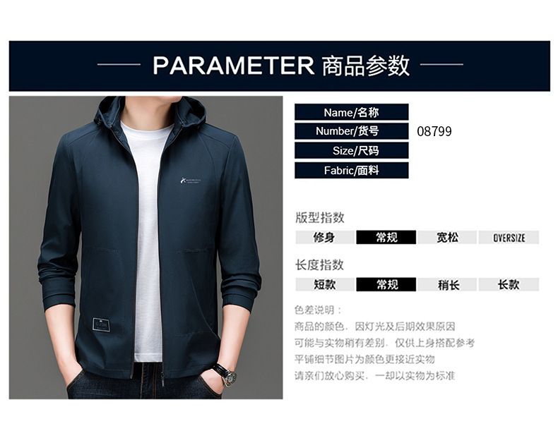 Men's jackets Version Casual Coat Spring Autumn Thin Solid Color Assault Jacket Hood Business Style Canvas fashion man coat