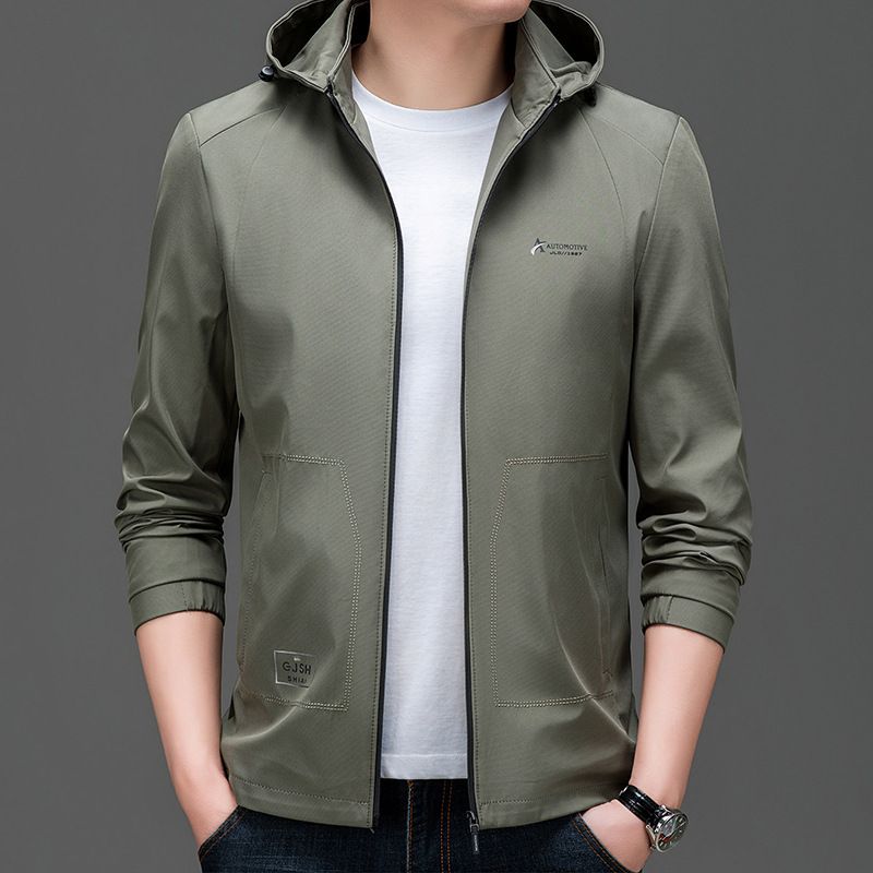 Men's jackets Version Casual Coat Spring Autumn Thin Solid Color Assault Jacket Hood Business Style Canvas fashion man coat