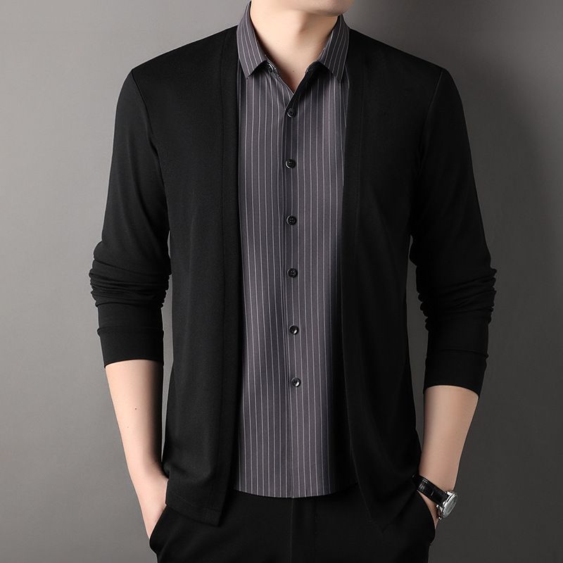 Autumn New Business Casual Polo Shirt Two Piece Knit Thermal Two Piece For Man Coats