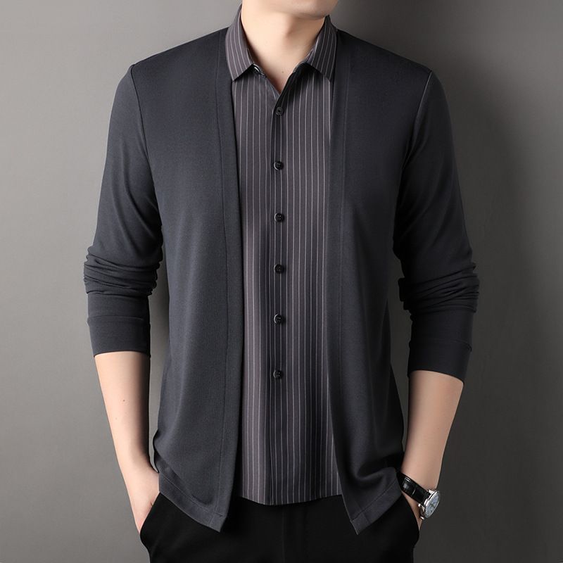 Autumn New Business Casual Polo Shirt Two Piece Knit Thermal Two Piece For Man Coats