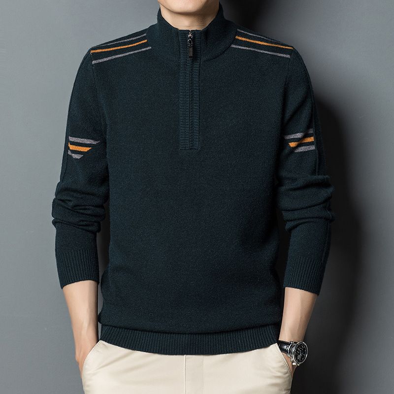 New FALL Sweater Men High Quality Patchwork Pullover Warm Knitted Zipper Jumper Full Sleeve Casual Men Clothing Sweaters