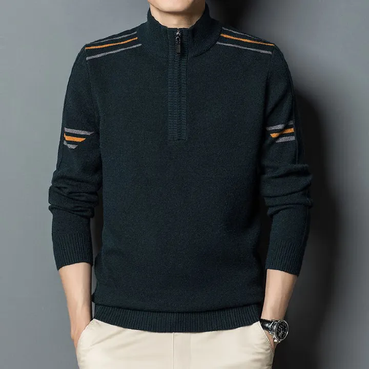 New FALL Sweater Men High Quality Patchwork Pullover Warm Knitted Zipper Jumper Full Sleeve Casual Men Clothing Sweaters