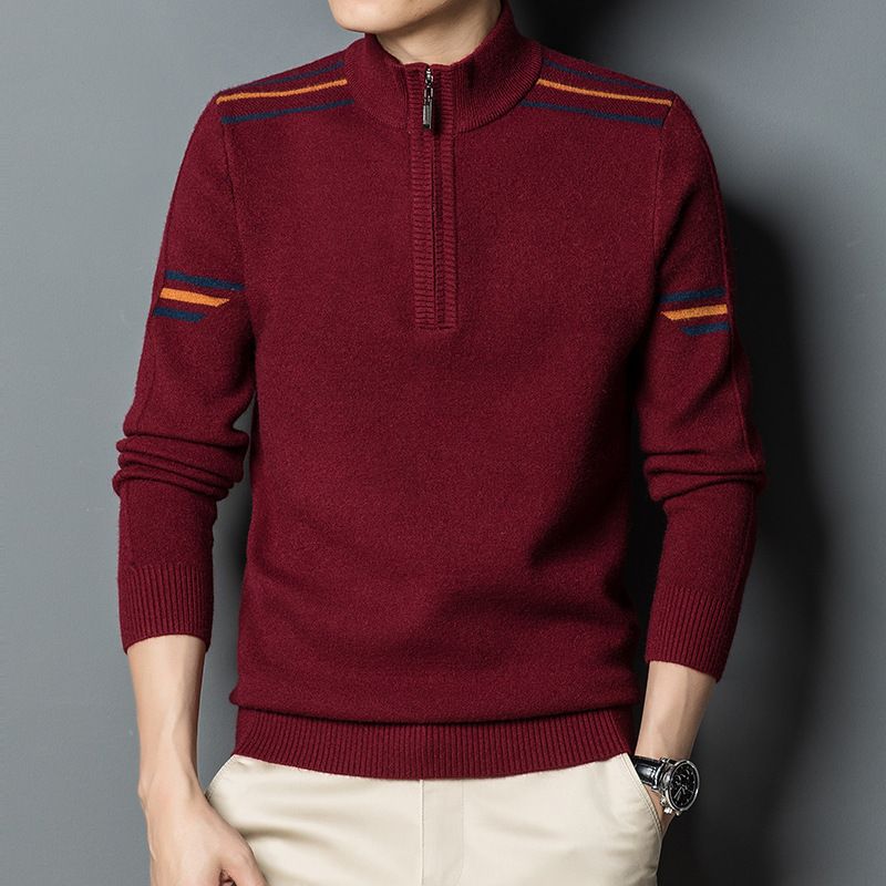 New FALL Sweater Men High Quality Patchwork Pullover Warm Knitted Zipper Jumper Full Sleeve Casual Men Clothing Sweaters