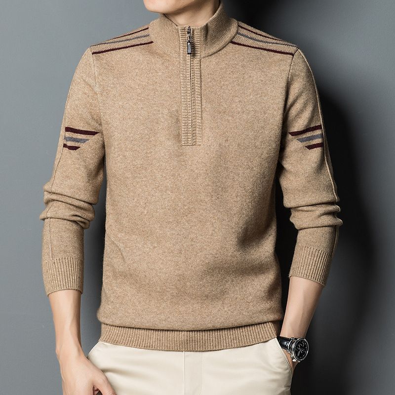 New FALL Sweater Men High Quality Patchwork Pullover Warm Knitted Zipper Jumper Full Sleeve Casual Men Clothing Sweaters