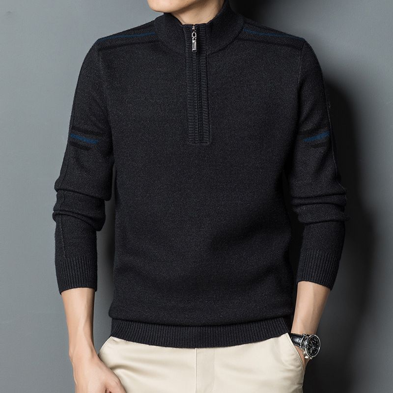 New FALL Sweater Men High Quality Patchwork Pullover Warm Knitted Zipper Jumper Full Sleeve Casual Men Clothing Sweaters