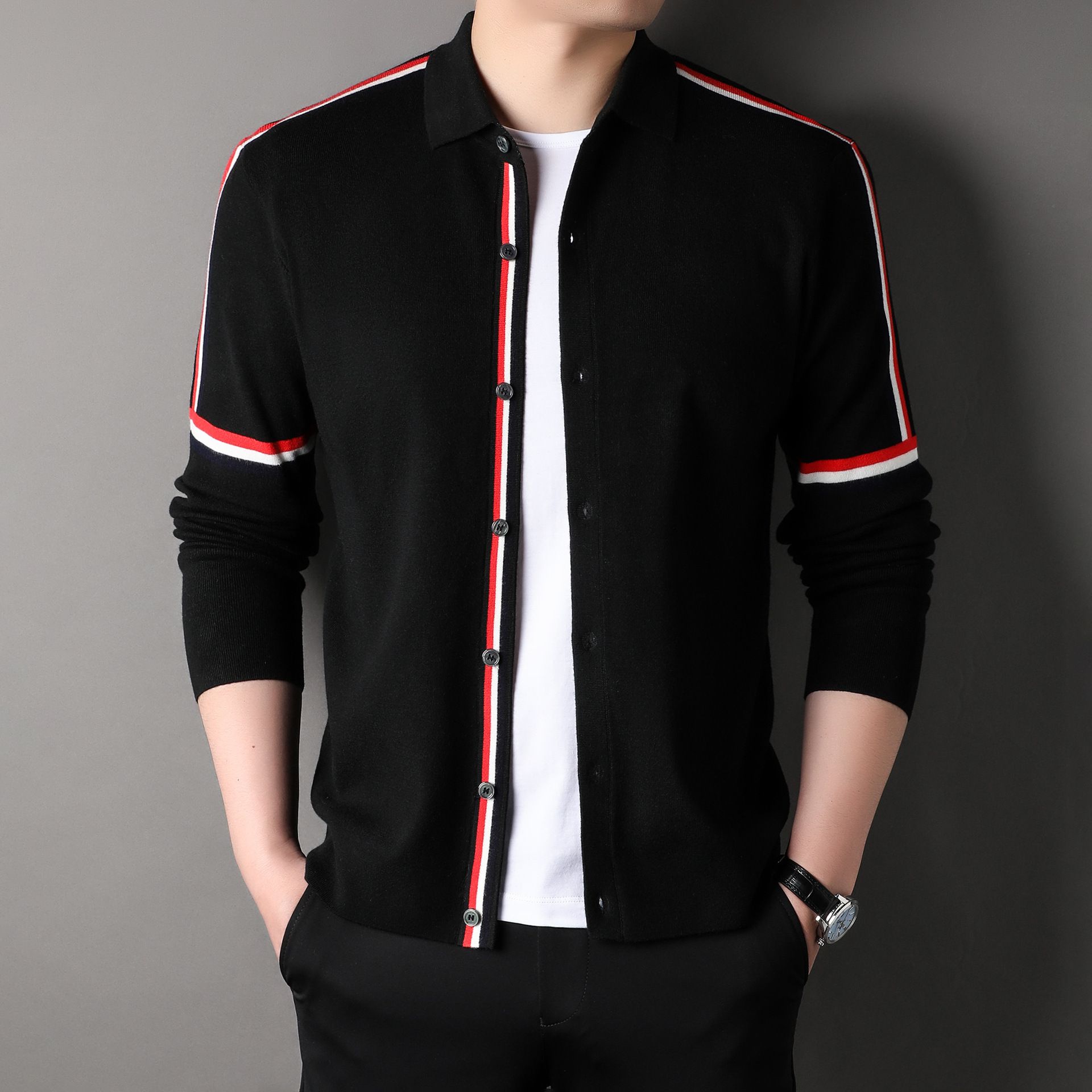 New Men's Fashion Shirt Autumn/Winter Single breasted Cotton Casual Long sleeved Shirt Coat