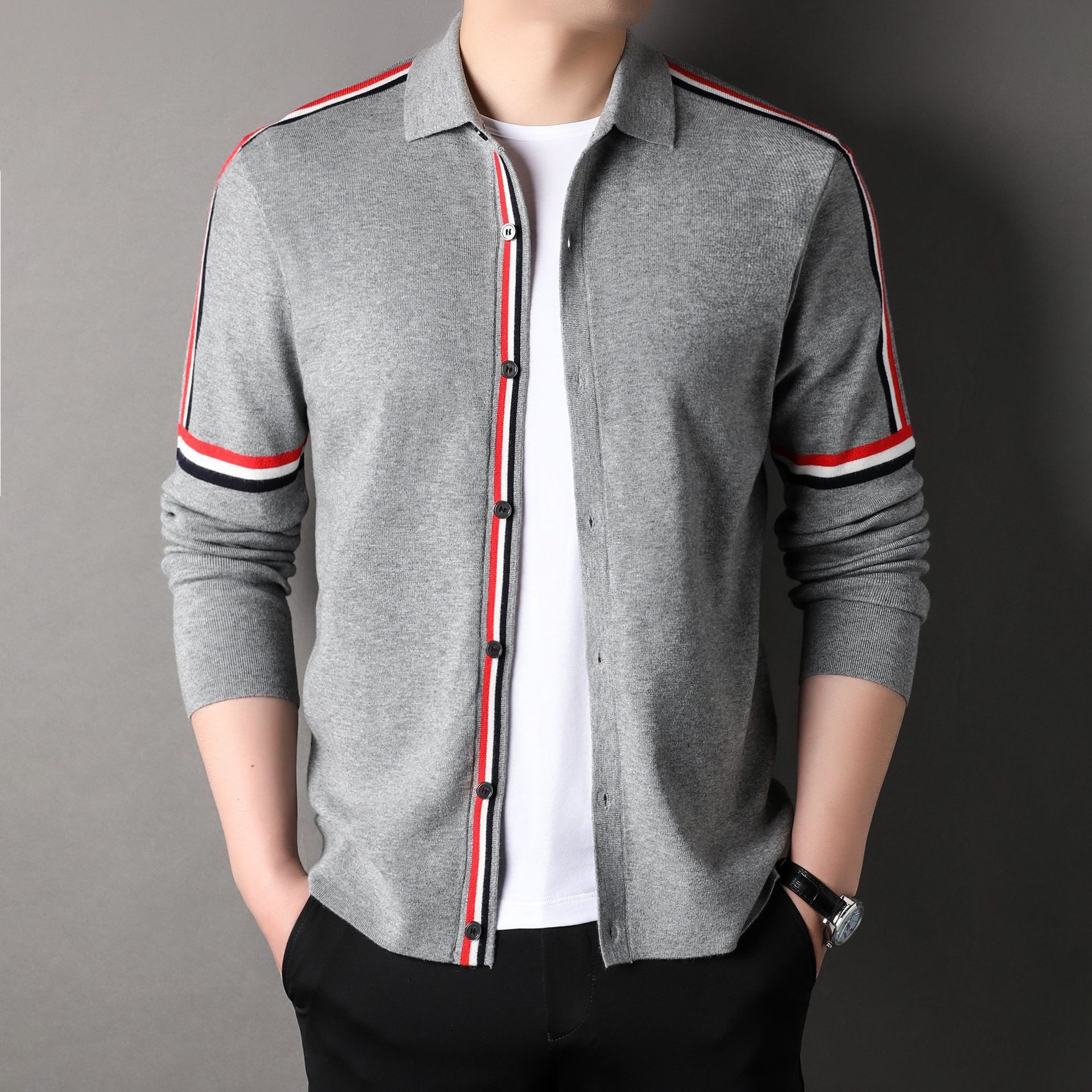 New Men's Fashion Shirt Autumn/Winter Single breasted Cotton Casual Long sleeved Shirt Coat