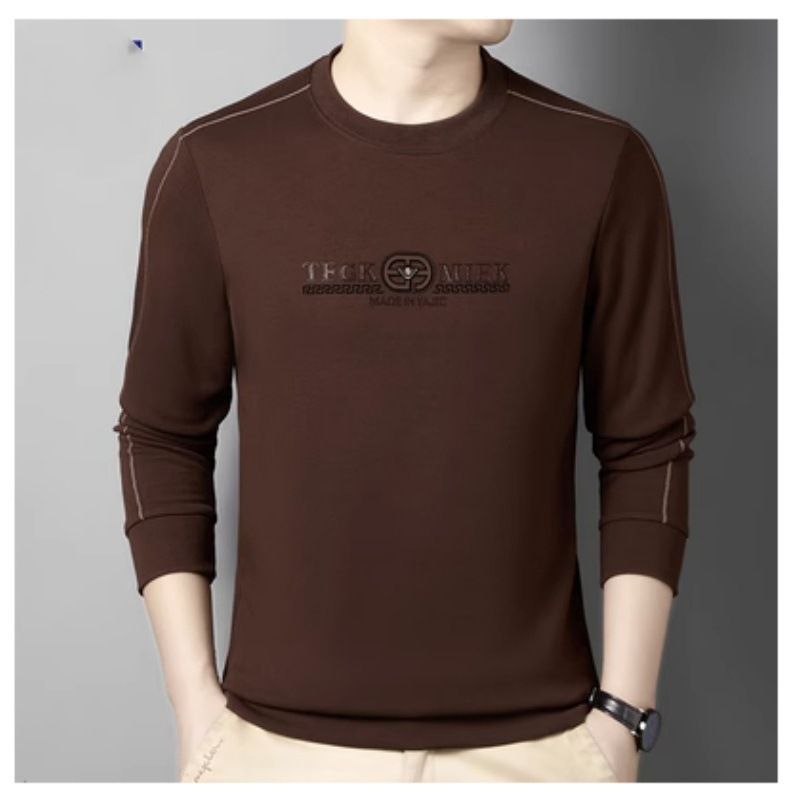 High Quality Autumn New Solid Color Round Neck Embroidered Sweater Fresh Business Fashion Man Sweatshirt T-Shirts