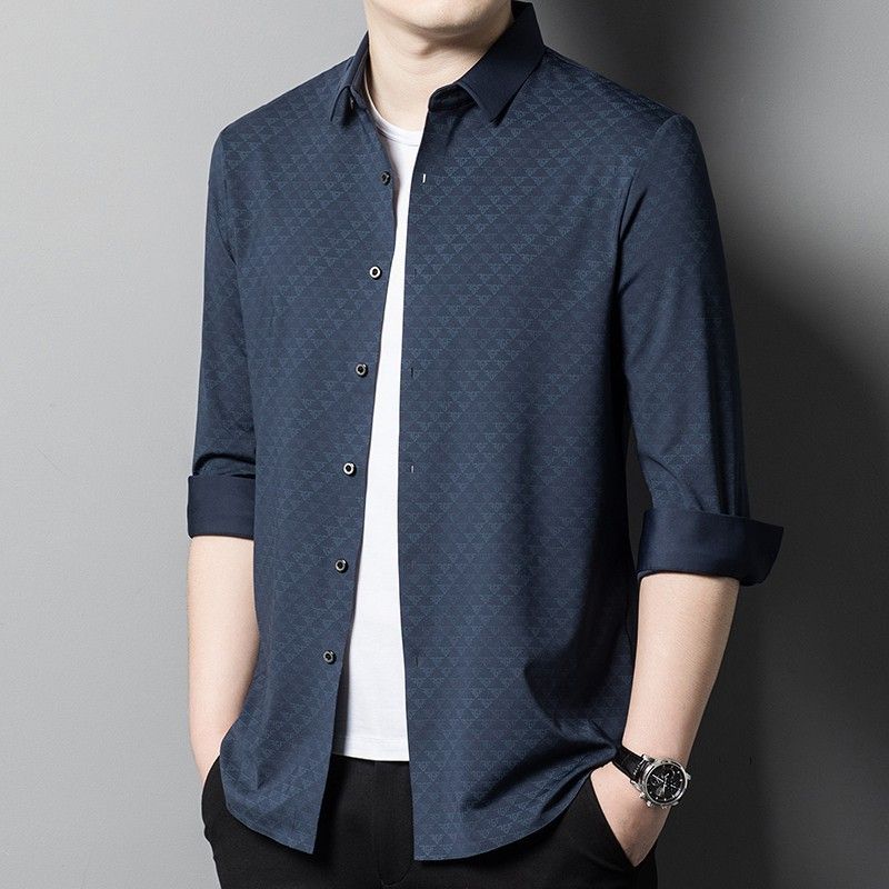 Men's Cardigan with Polo Collar Slimming Gentleman Style Letter Printed Solid Color Knitted Winter Wear Warm and Breathable Shirts