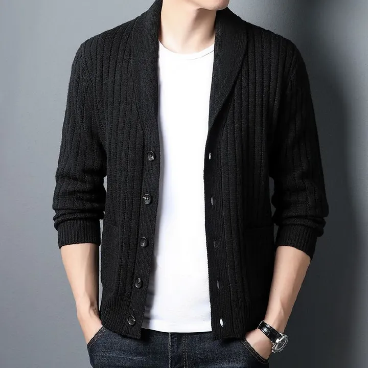 New Arrival Mens Long Sleeve Sweater Custom Solid Color Knit Cardigan Sweaters Man Casual Knitwear Coats