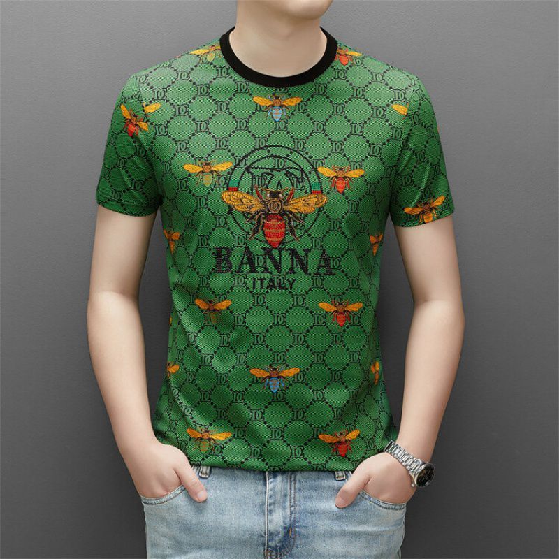 European and American New High Quality 100% Cotton Embroidered Men's T-shirt Heavyweight Large T-shirt Printed Custom T-shirt
