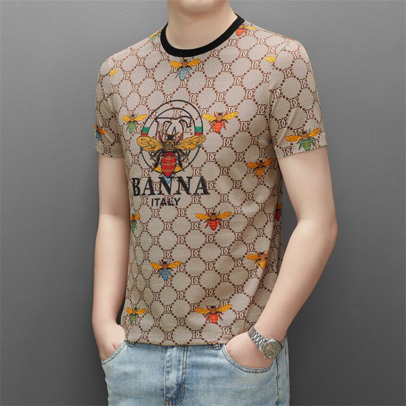 European and American New High Quality 100% Cotton Embroidered Men's T-shirt Heavyweight Large T-shirt Printed Custom T-shirt