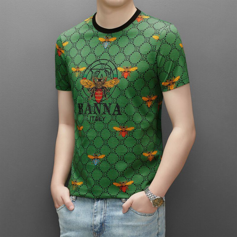 European and American New High Quality 100% Cotton Embroidered Men's T-shirt Heavyweight Large T-shirt Printed Custom T-shirt