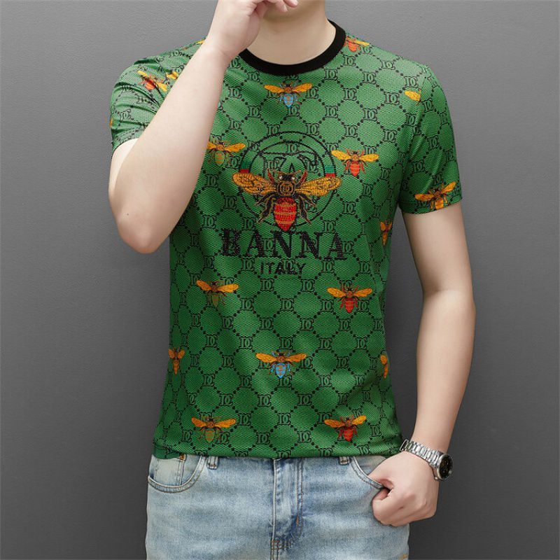 European and American New High Quality 100% Cotton Embroidered Men's T-shirt Heavyweight Large T-shirt Printed Custom T-shirt