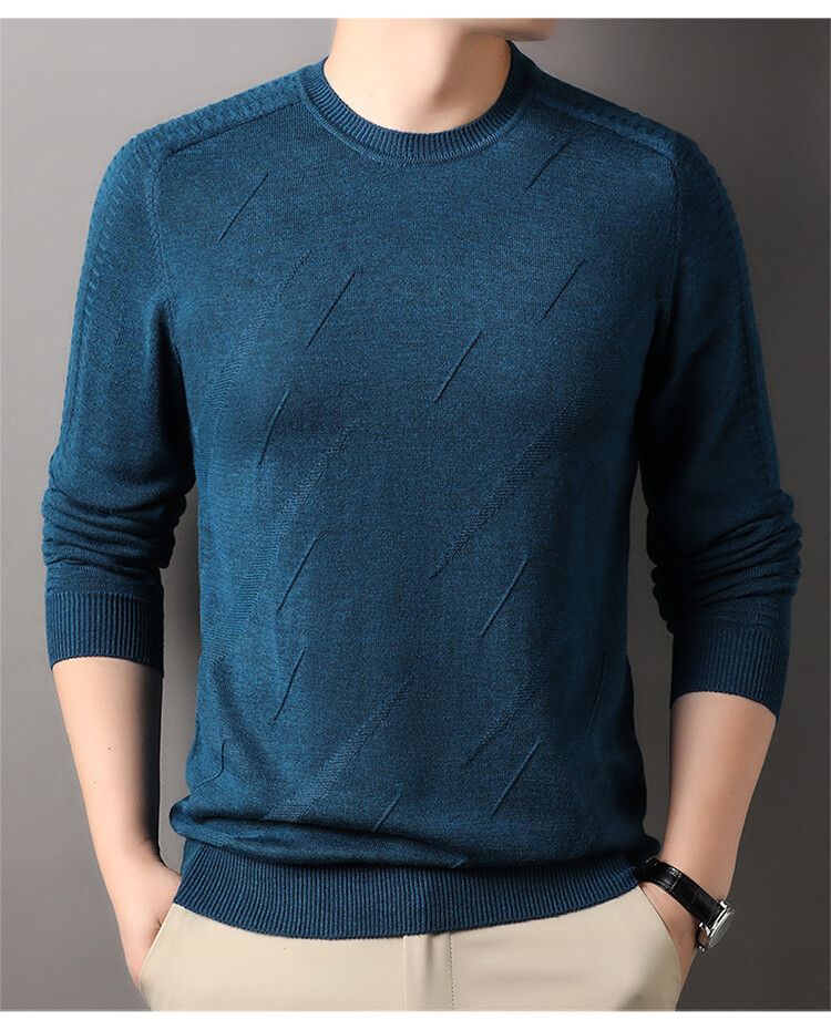 Man's new arrival round neck long sleeve custom fit XXXXL high quality wool T-Shirts