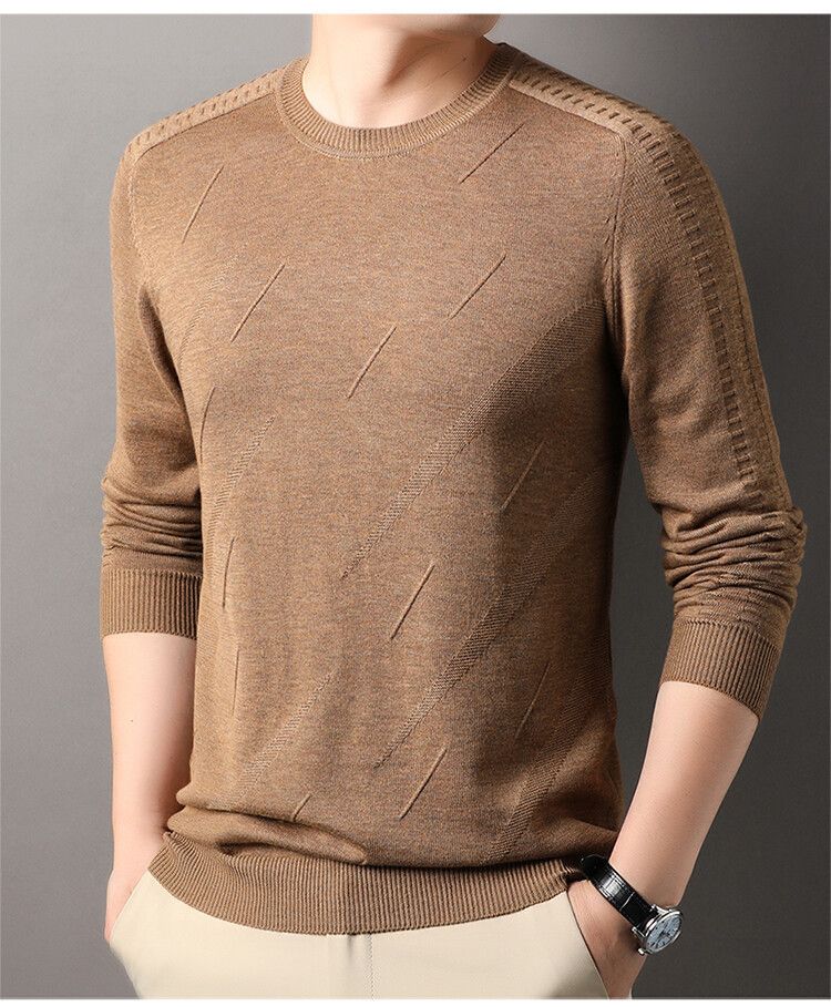 Man's new arrival round neck long sleeve custom fit XXXXL high quality wool T-Shirts