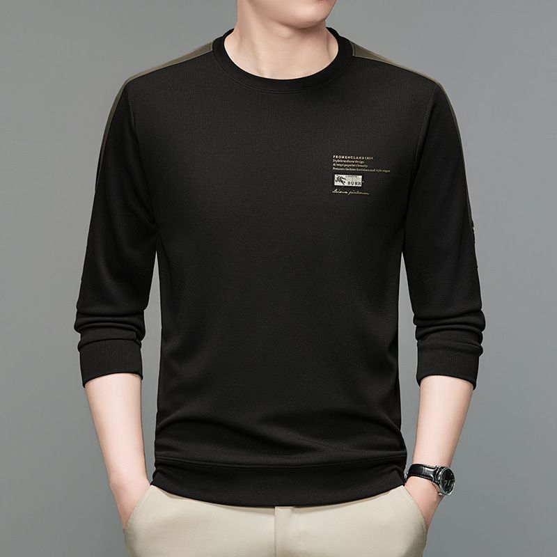 autumn and winter new casual long-sleeved men's No hoodie round neck simple fashion embroidered men's top T-Shirts