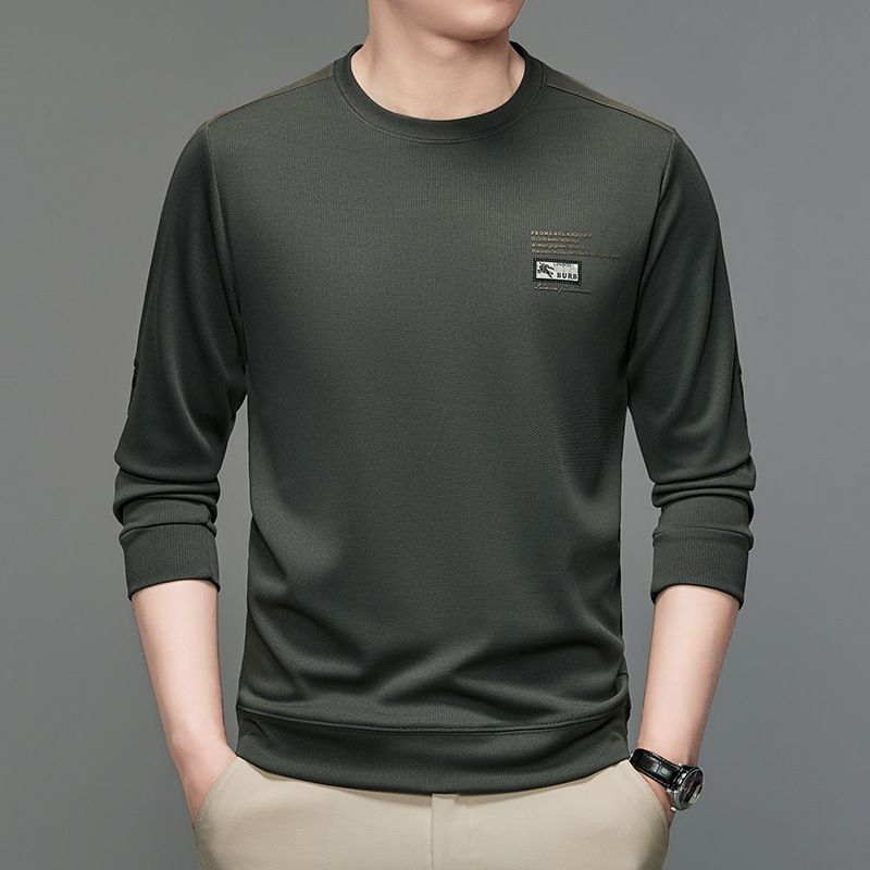 autumn and winter new casual long-sleeved men's No hoodie round neck simple fashion embroidered men's top T-Shirts