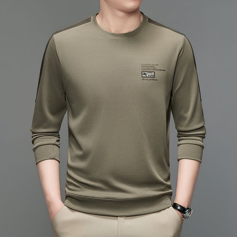 autumn and winter new casual long-sleeved men's No hoodie round neck simple fashion embroidered men's top T-Shirts