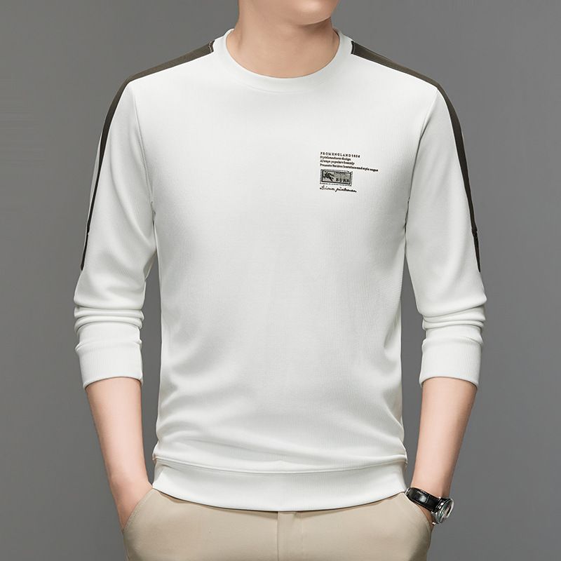 autumn and winter new casual long-sleeved men's No hoodie round neck simple fashion embroidered men's top T-Shirts