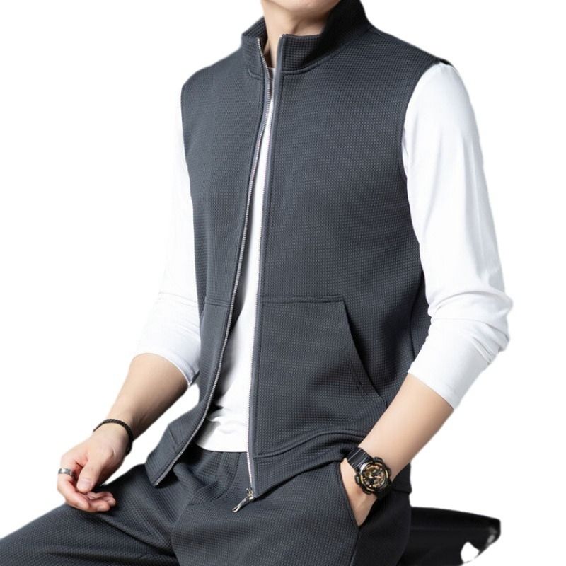 Custom Fashion V-Neck Casual Sleeveless Knitwear Cotton Crop Top Sweater Vest Men Waistcoat
